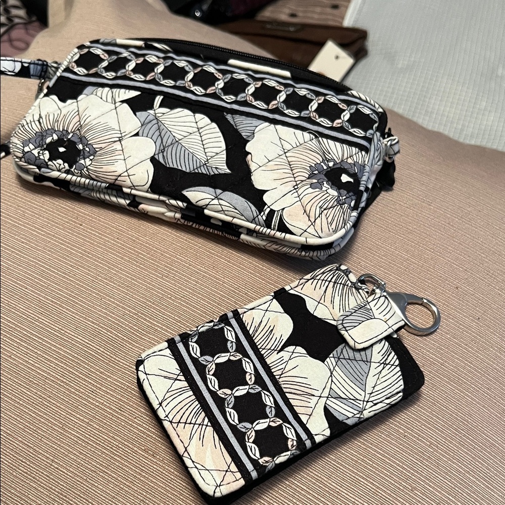 Vera Bradley Black and White Floral Wristlet